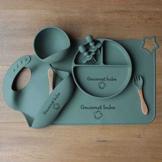 Gourmet Bubs 8 Piece Feeding Set - Sage (Pre Order: Delivered by 30th June)